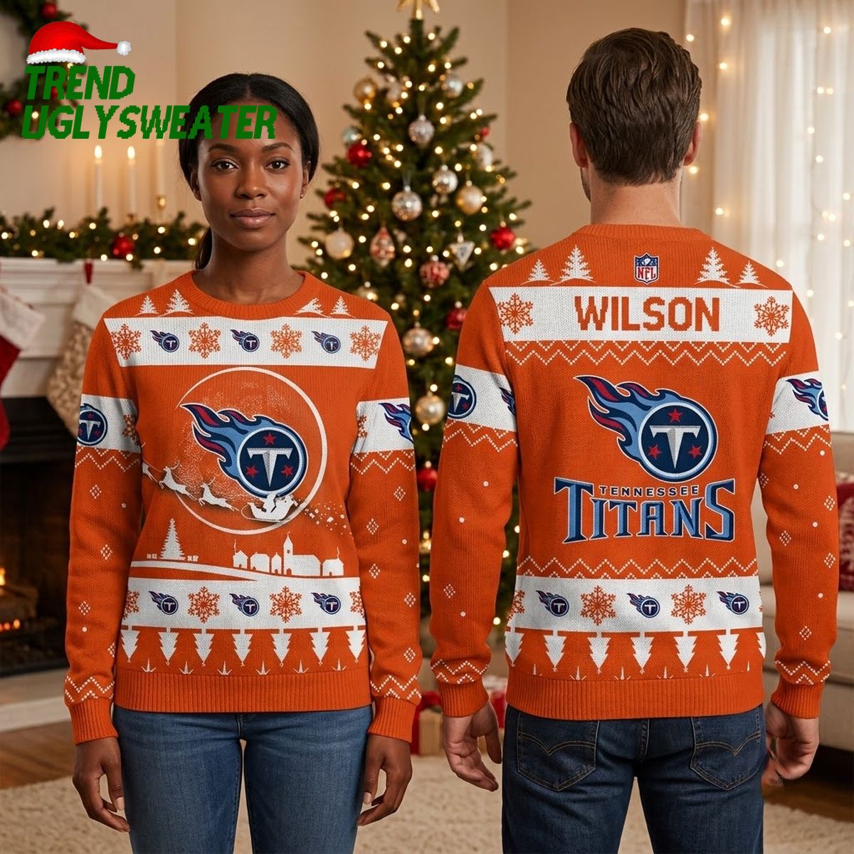 Tennessee Titans Name Snowflake Ugly Christmas Sweater
