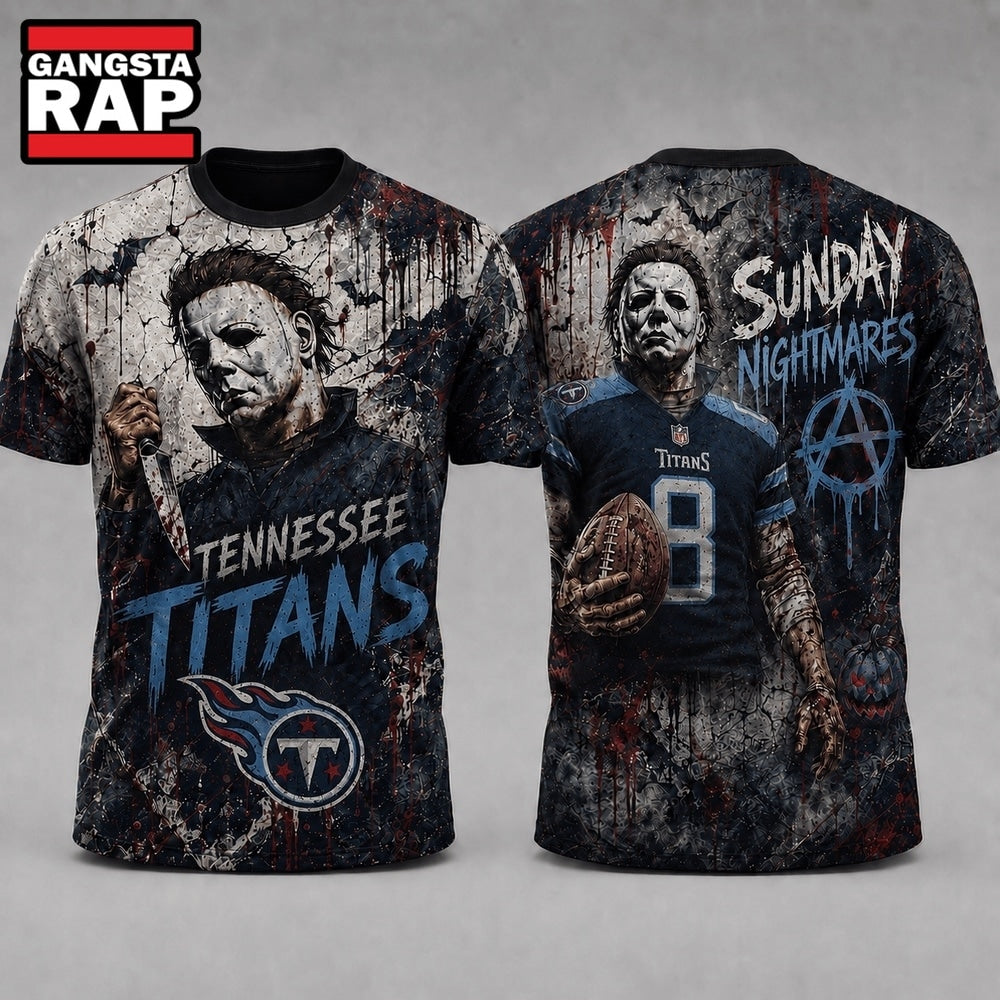 Tennessee Titans NFL Michael Myers Sunday Nightmares Horror Halloween 3D T Shirt, Football New Design Shirt