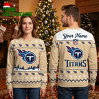 Tennessee Titans Santa Sleigh Custom Name Ugly Christmas Sweater