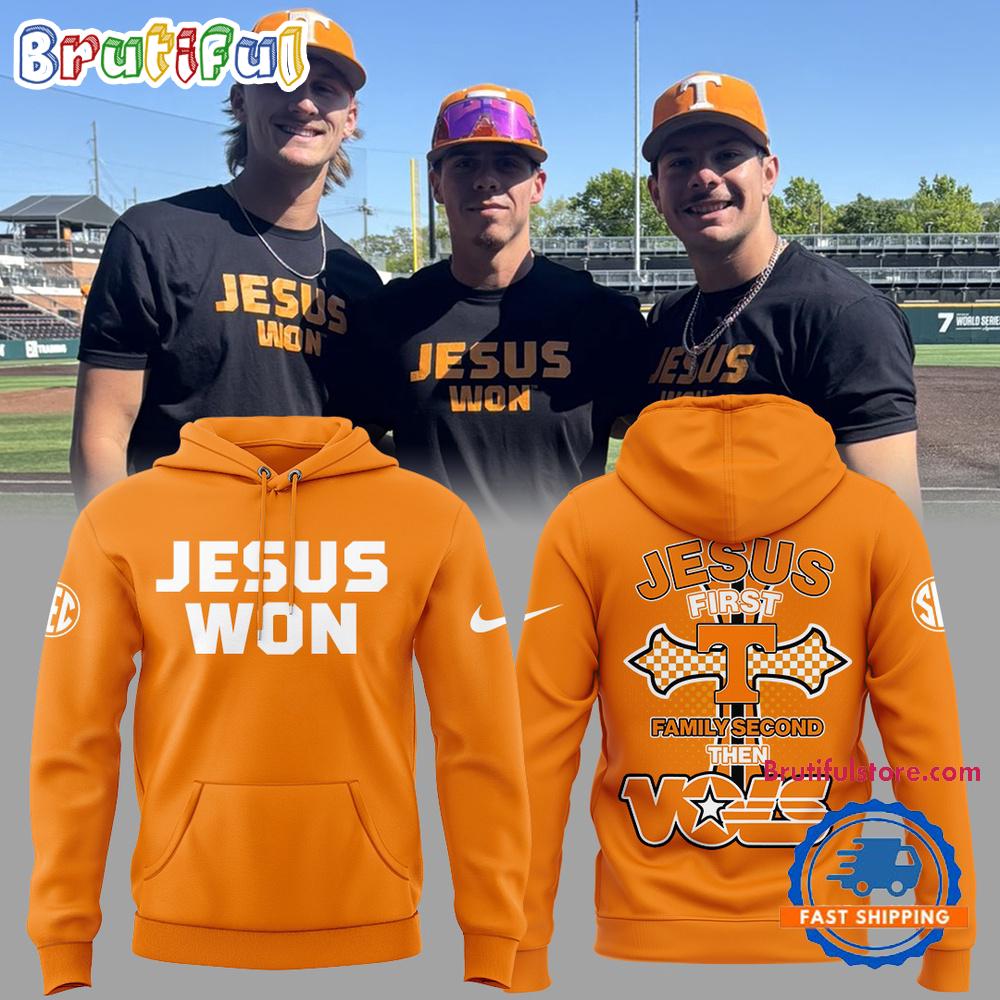 Tennessee Volunteers Baseball JESUS WON Oranger 2025 Hoodie T-Shirt