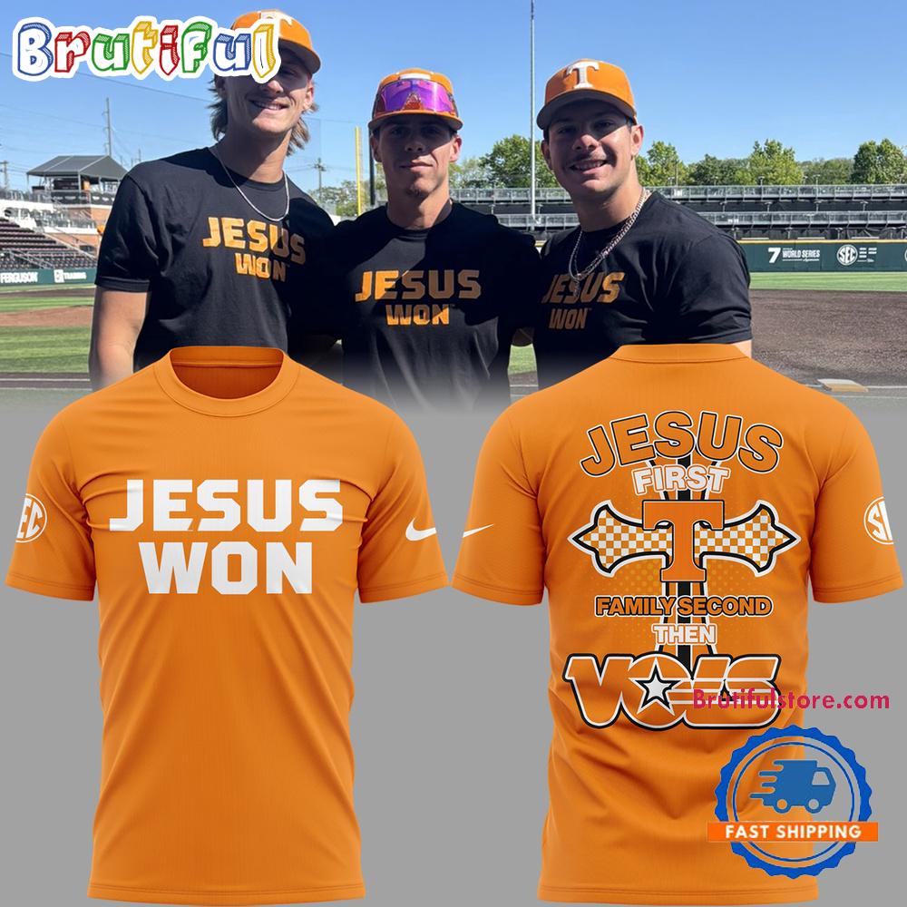 Tennessee Volunteers Baseball JESUS WON Oranger 2025 Hoodie T-Shirt