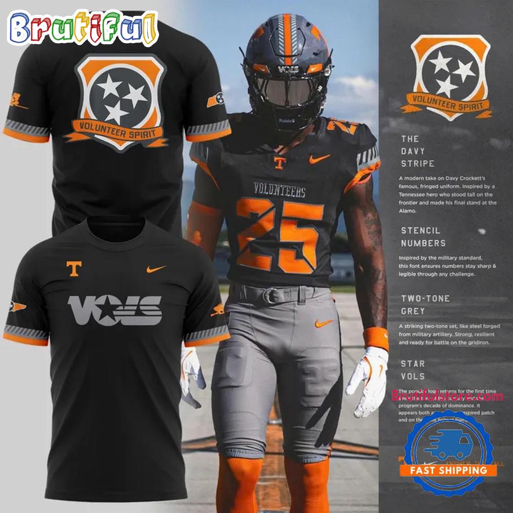 Tennessee Volunteers Spirit Football 2025 Smoke Grey Limited Edition 3D Shirt