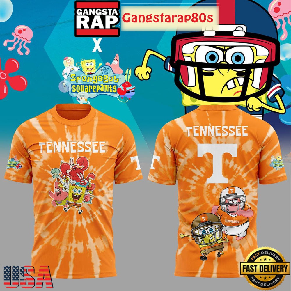 Tennessee Volunteers SpongeBob SquarePants All Over Print Hoodie