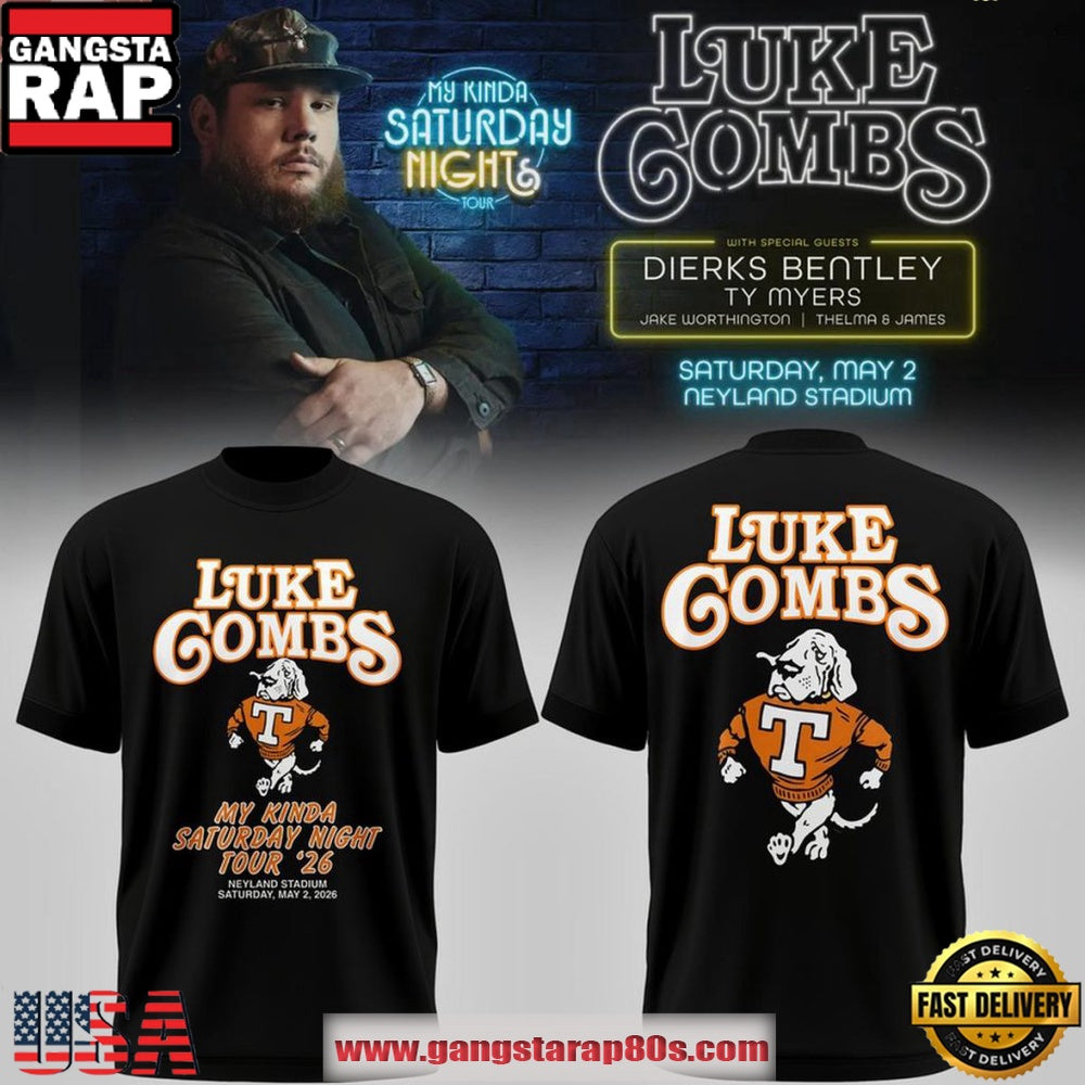 Tennessee Volunteers x Luke Combs My Kinda Saturday Night Tour New 2026 T-Shirt