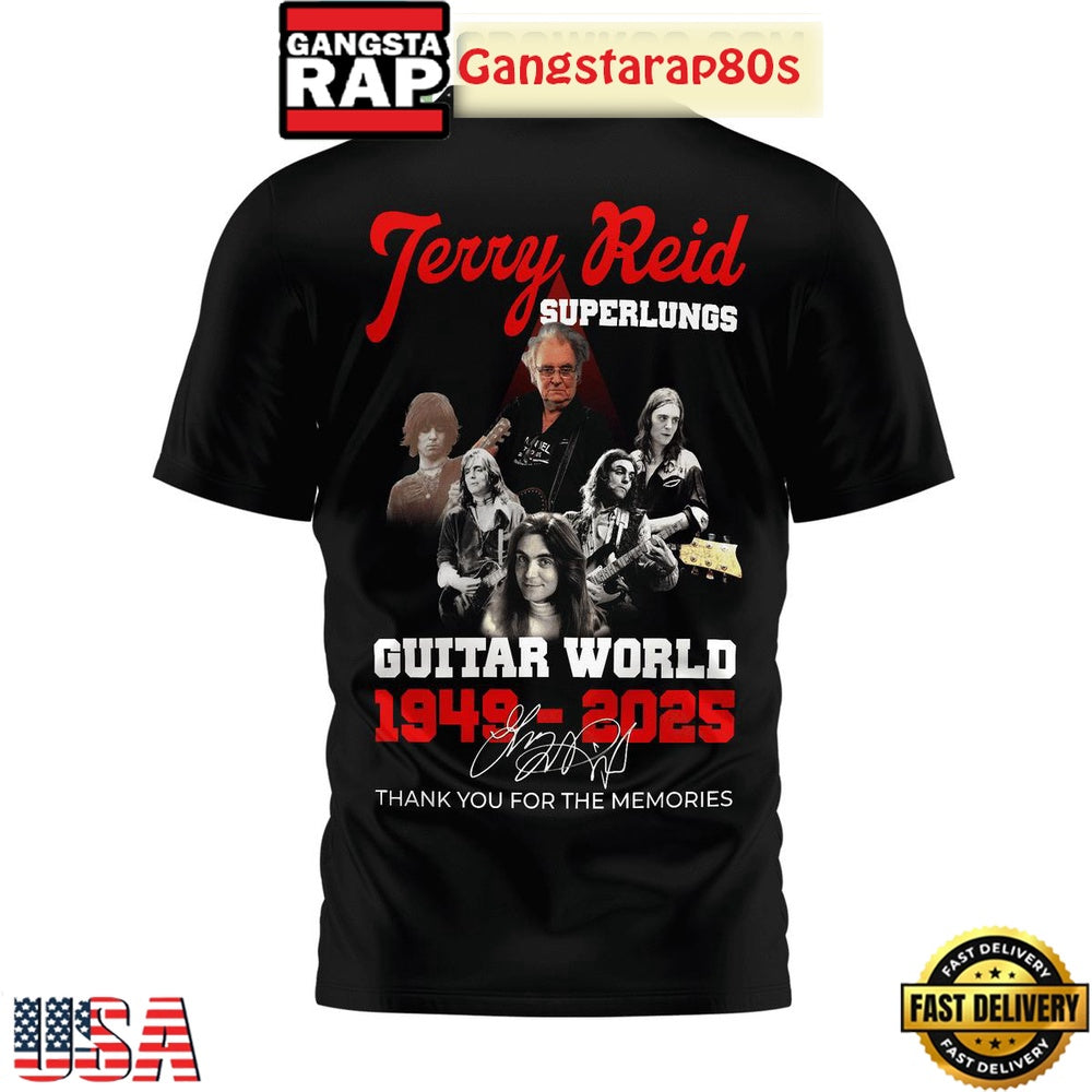Terry Reid Superlungs Guitar World 1949 2025 Memories T Shirt