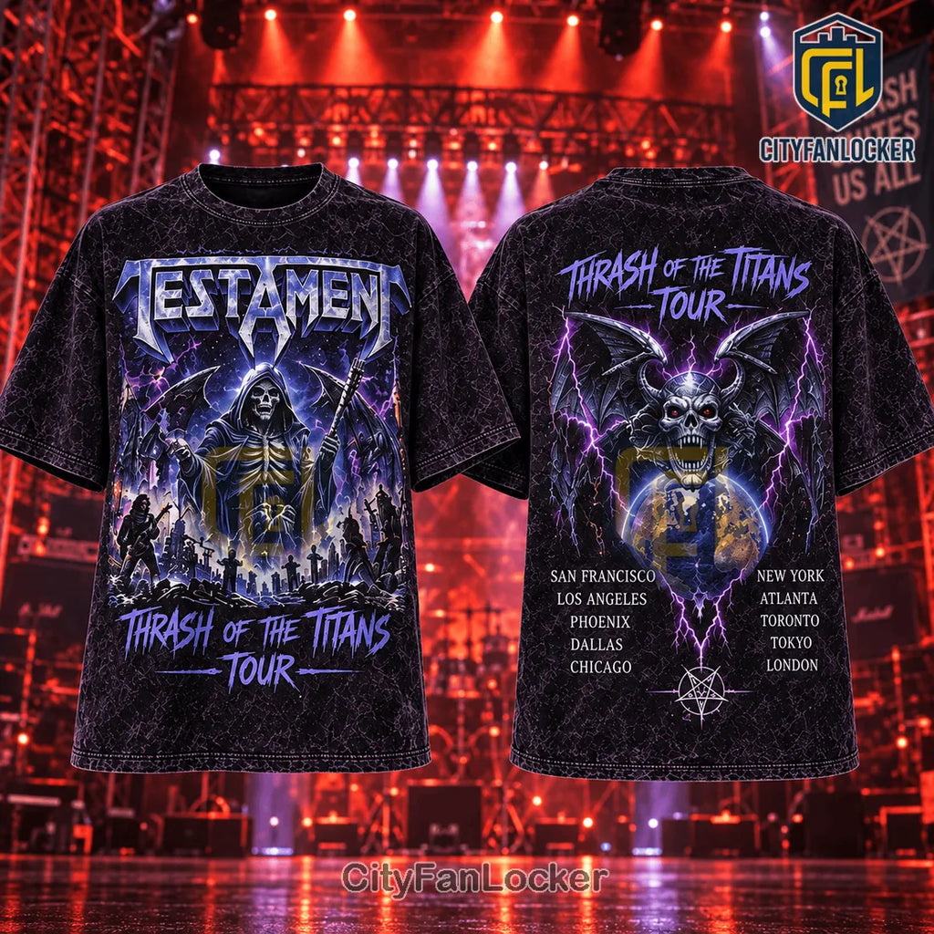 Testament Thrash of the Titans Tour Purple Acid Wash T-Shirt