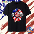 Texas A and M University American flag ripped chest T Shirt