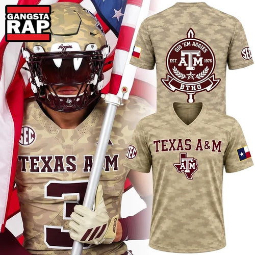 Texas A&M Aggies 2026 Honor & Support Camo Football Jersey