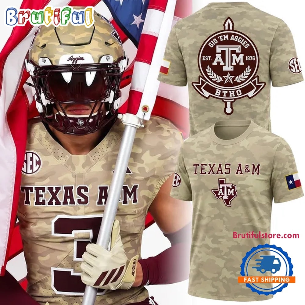 Texas A&M Aggies 2026 Honor & Support Camo Limited Edition 3D Shirt
