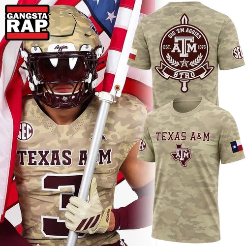 Texas A&M Aggies 2026 Honor & Support Camo Limited Edition 3D Shirt