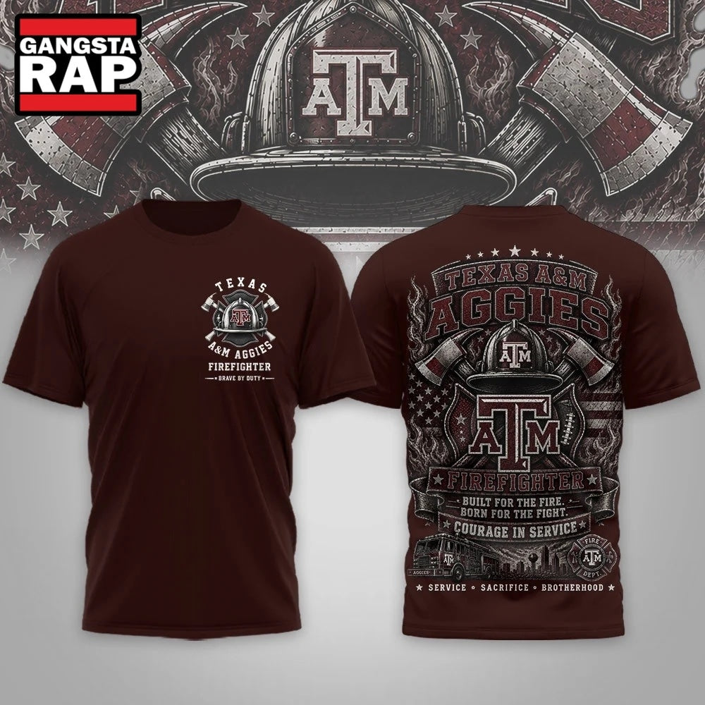 Texas A&M Aggies 2026 NCAA Firefighter Built for the Fire 3D Shirt Hoodie T-Shirt