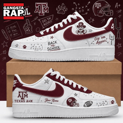 Texas A&M Aggies 2026 NCAA Football Back To School Air Force 1 Shoes Sneakers