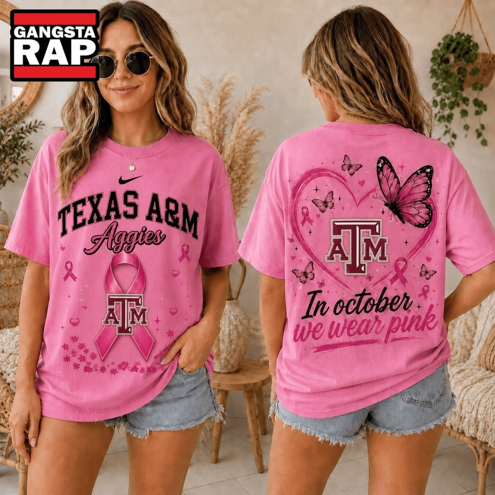 Texas A&M Aggies 2026 NCAA Pink October Breast Cancer Awareness Fan Pride Unisex T Shirt