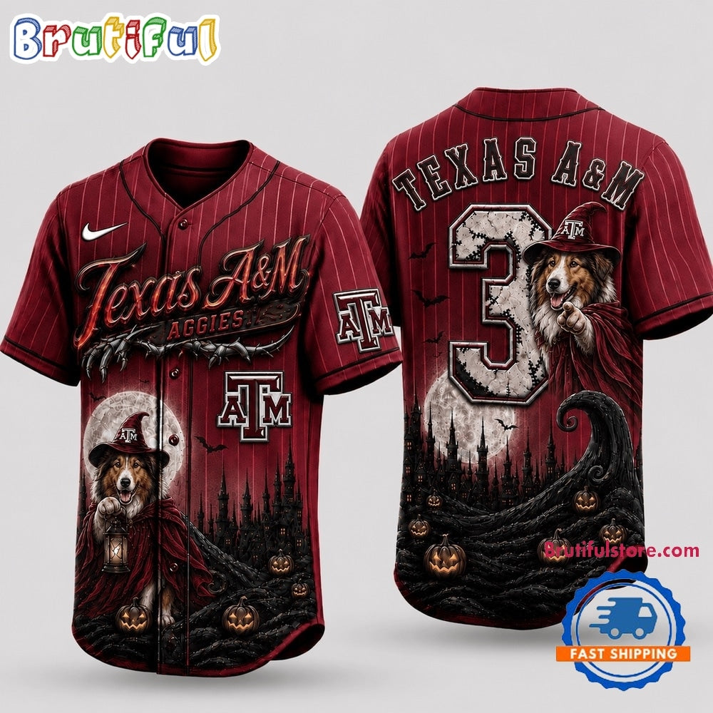 Texas A&M Aggies 2026 NCAA Spooky Mascot Halloween Personalized Baseball Jersey Shirt