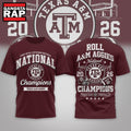 Texas A&M Aggies NCAA Road to Glory 2026 Football Champions 3D Shirt