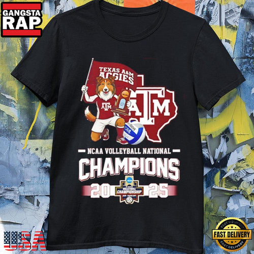 Texas A&M Aggies 2025 Volleyball National Champions Mascot Flag T Shirt