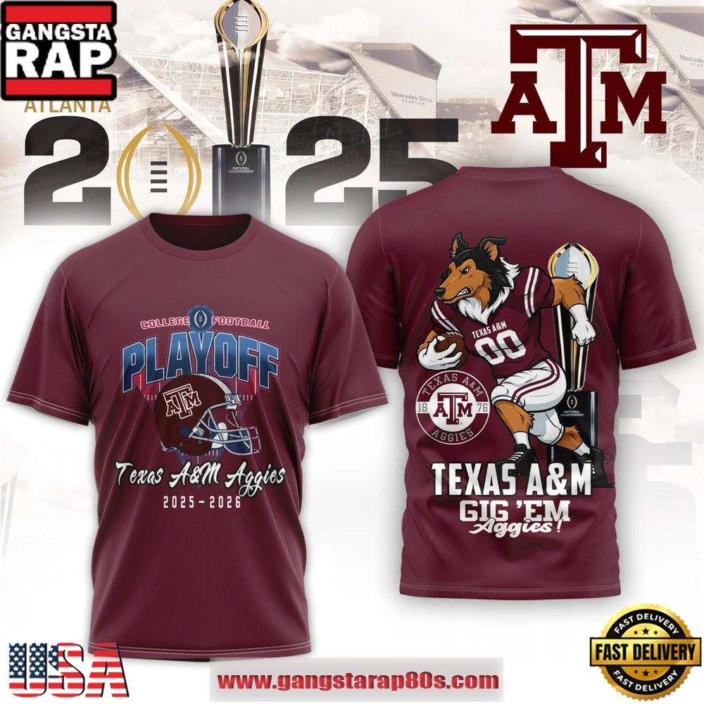 Texas A&M Aggies NCAA College Football Playoff 2025-26 3D Shirt