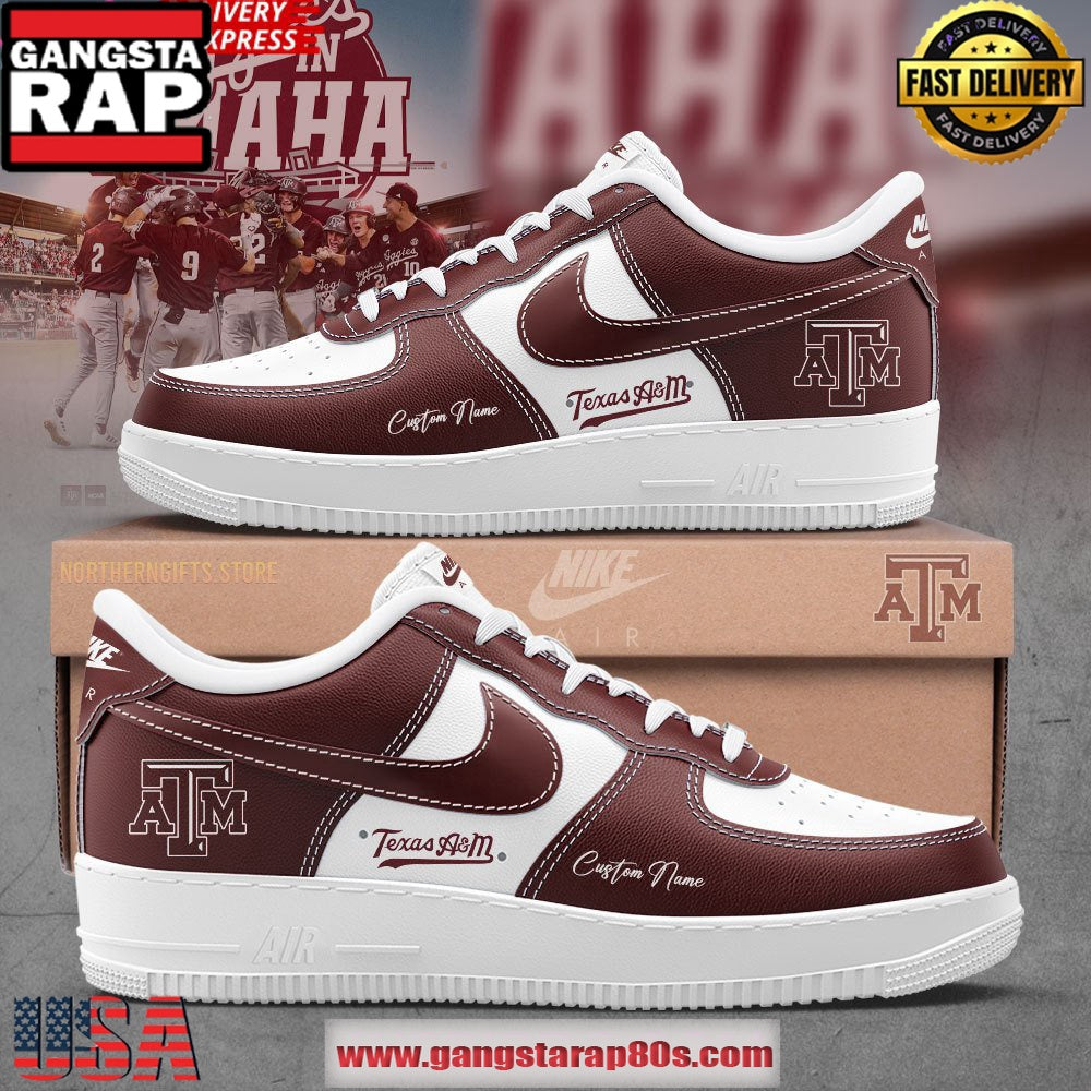 Texas A&M Baseball Limited Edition Custom Air Force 1 Sneakers Shoes