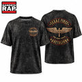 Texas First Battalion Military Style Winged Star Cross Graphic Vintage T Shirt