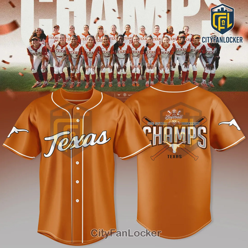 Texas Longhorns 2026 Softball Champs Commemorative Baseball Jersey