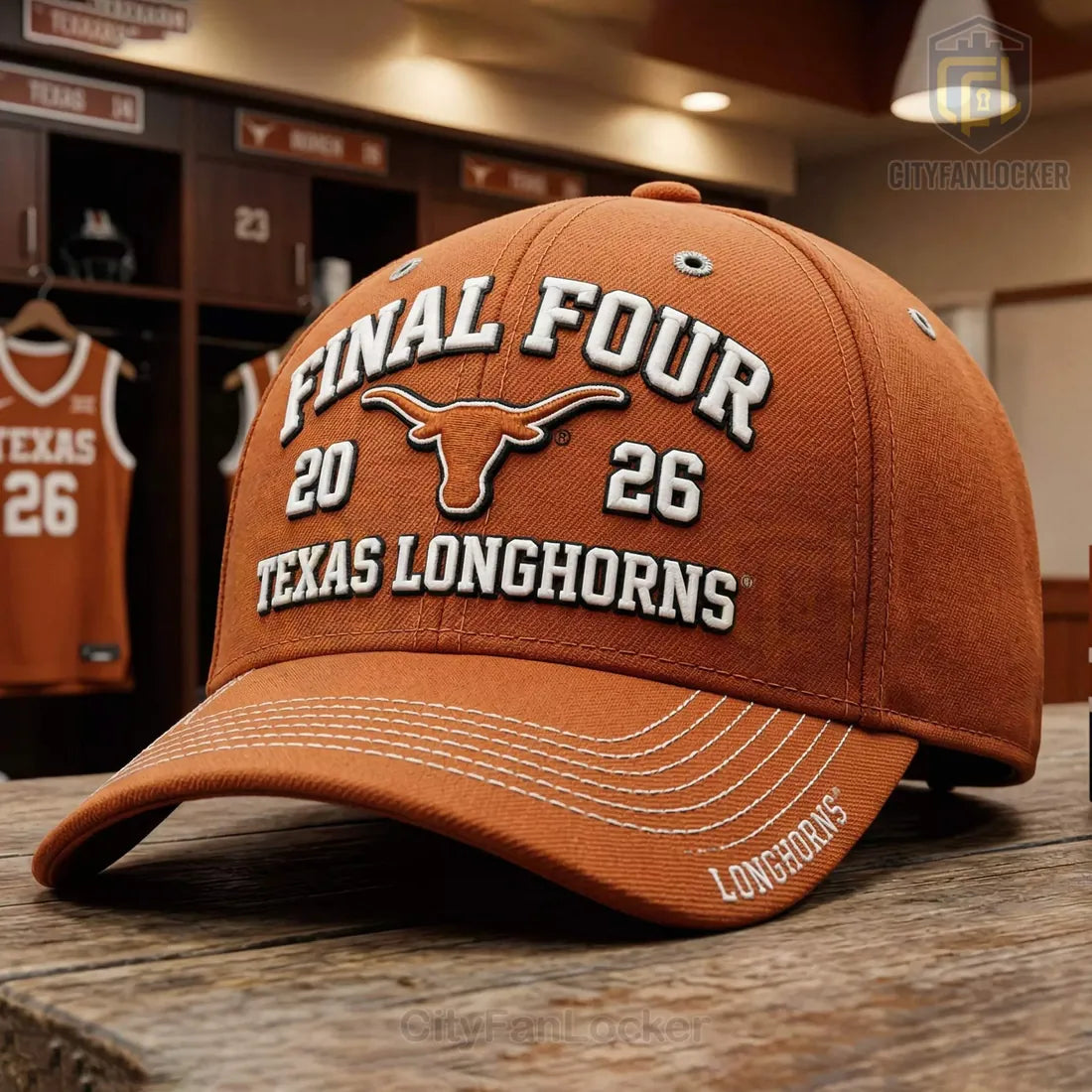 Texas Longhorns Final Four 2026 Commemorative Premium Embroidered Baseball Cap