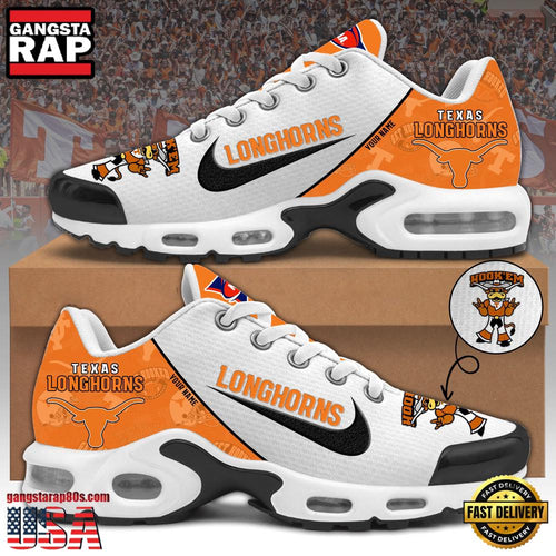 NCAA Custom Name Texas Longhorns Football Mascot Symbol Air Max Plus Shoes Running Sneakers