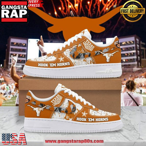 Texas Longhorns Get Hooked Limited Edition Air Force 1 Running Sneakers Shoes