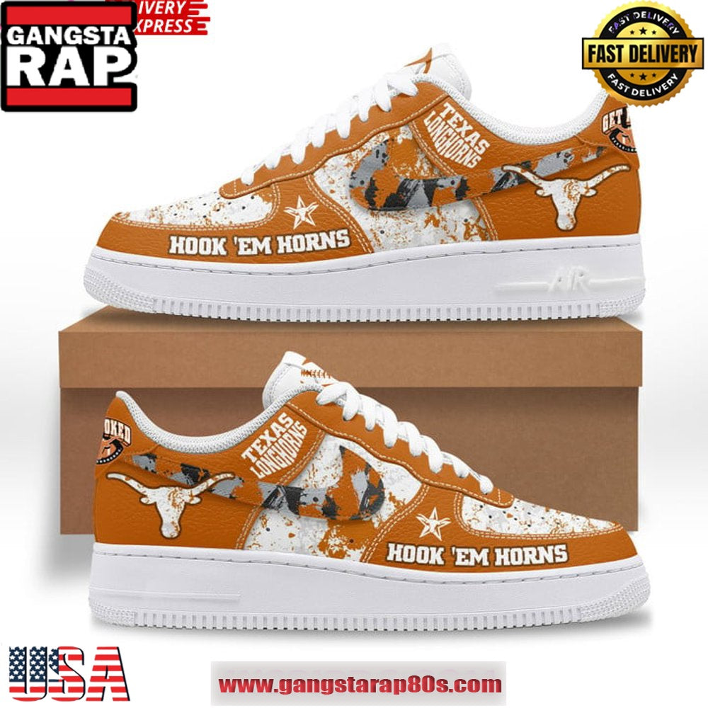 Texas Longhorns Get Hooked Limited Edition Air Force 1 Running Sneakers Shoes