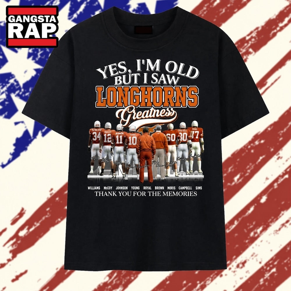 Texas Longhorns Greatness Vintage Legends Football Graphic T Shirt