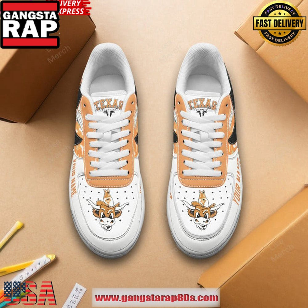 Texas Longhorns Hook ‘Em Horns Custom Air Force 1 Sneakers Shoes