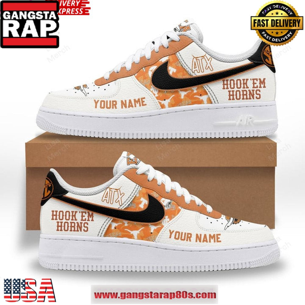 Texas Longhorns Hook ‘Em Horns Custom Air Force 1 Sneakers Shoes