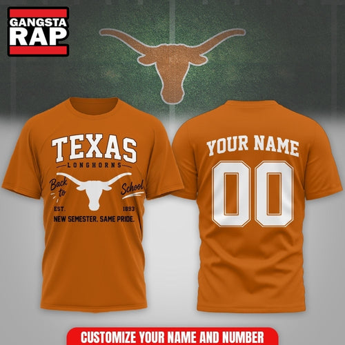 Texas Longhorns NCAA Campus Pride Back to School 2026 Personalized 3D Shirt
