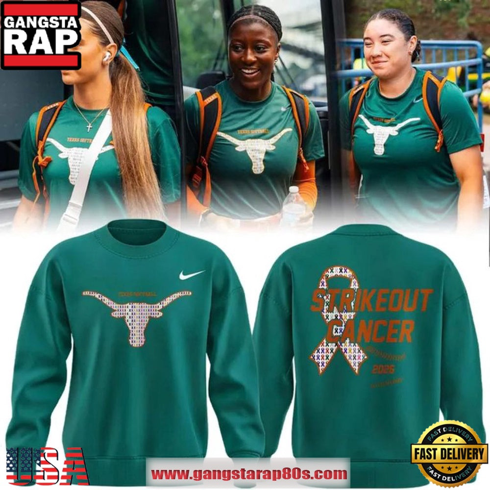 Texas Longhorns Softball 2026 Strikeout Cancer Inspirational Sports Hoodie T-Shirt