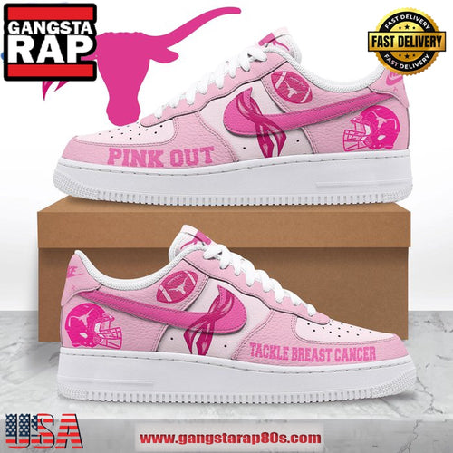 Texas Longhorns Tackle Breast Cancer 2024 Pink Air Force 1 Running Sneakers Shoes