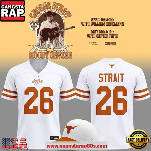 Texas Longhorns x George Strait Tour 2026 White Football Jersey