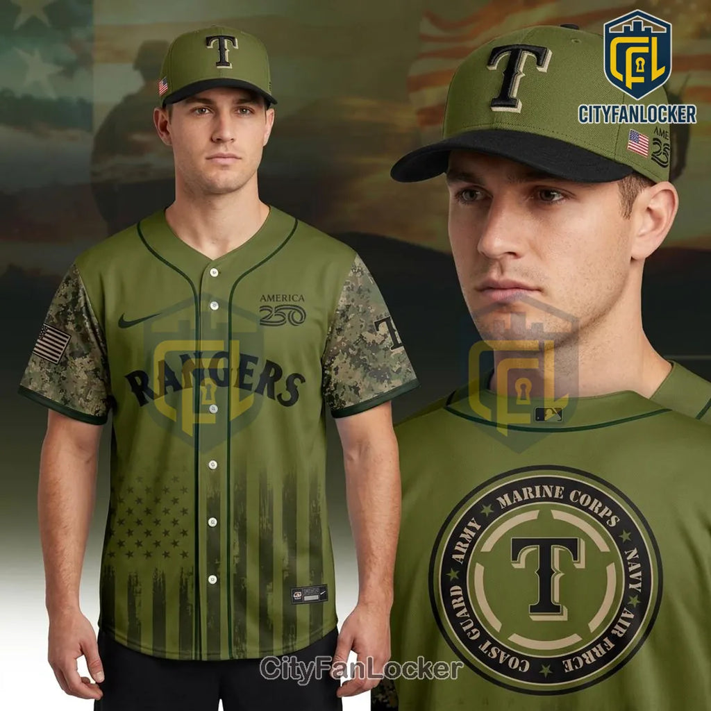 Texas Rangers 2026 America 250 Military Appreciation Baseball Jersey