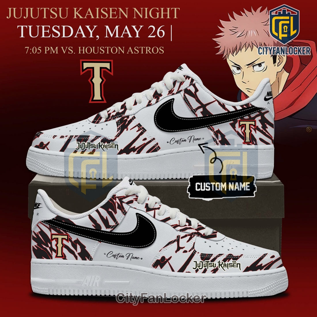 Texas Rangers Jujutsu Kaisen Anime Custom Name Air Force 1