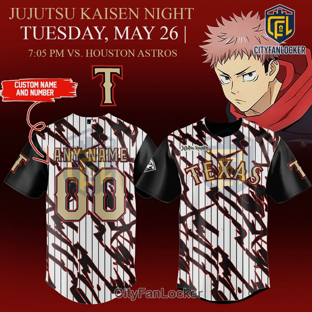 Texas Rangers Jujutsu Kaisen Custom Baseball Jersey 2026