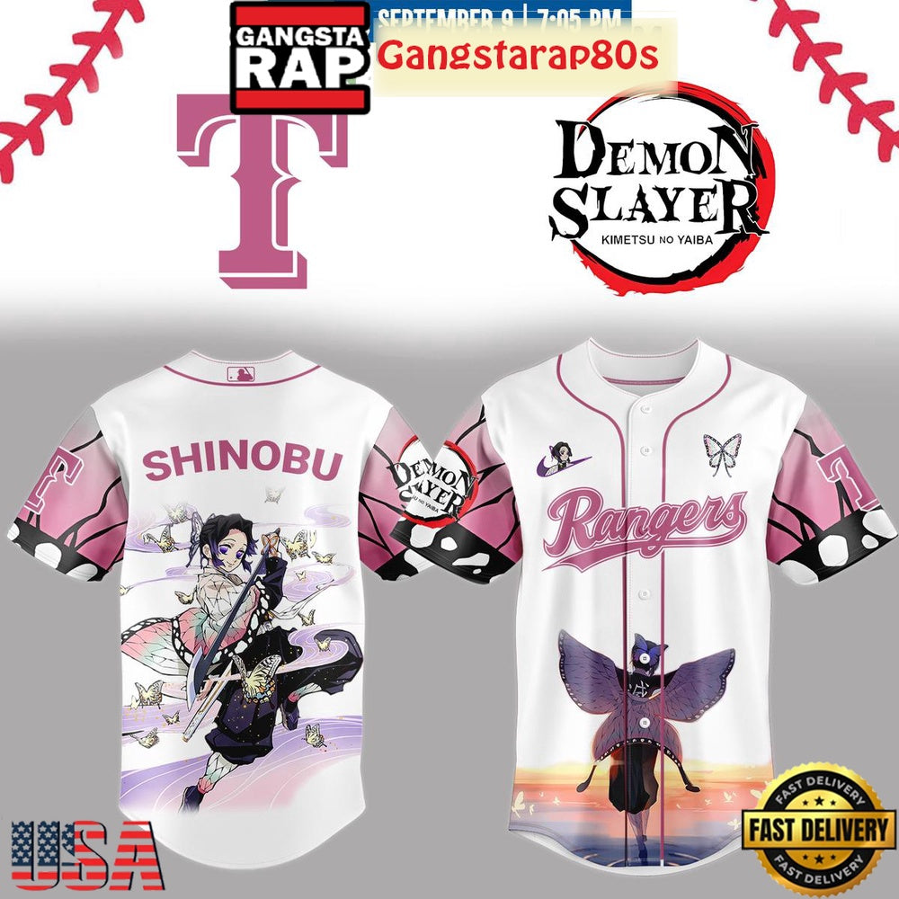Texas Rangers Shinobu Demon Slayer 2025 Limited Edition Baseball Jersey