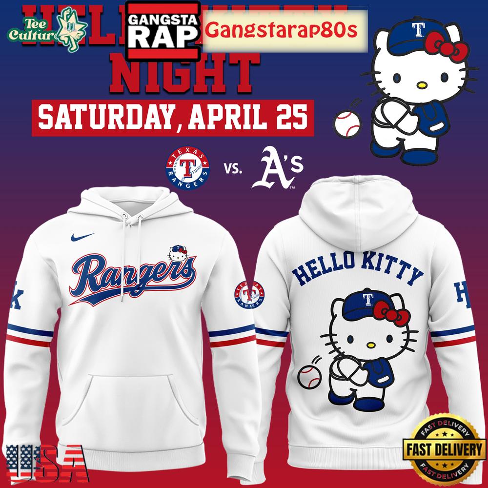 Texas Rangers x Hello Kitty Night Unisex Hoodie Shirt New Design