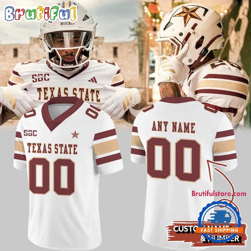 Texas State Bobcats Football 2025 New Uniform Design Football Jersey