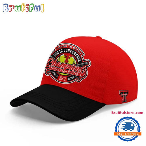 Texas Tech Red Raiders Softball BACK-TO-BACK BIG 12 CHAMPIONS 2026 Red Cap