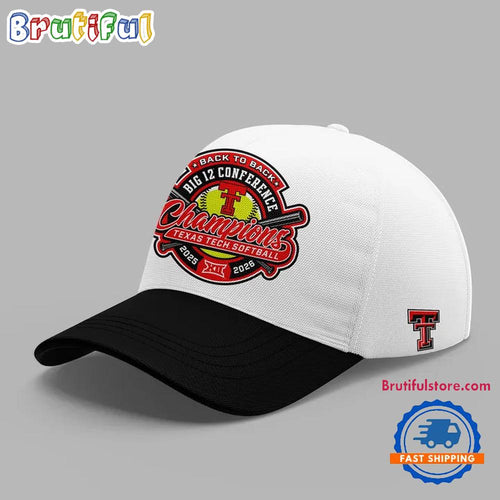 Texas Tech Red Raiders Softball BACK-TO-BACK BIG 12 CHAMPIONS 2026 White Cap