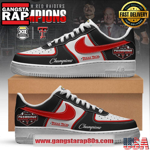Texas Tech Red Raiders x Big 12 Champions 2025 Air Force 1 Running Sneakers Shoes