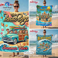 The Beach Boys Summer Vibes Retro Woody Car Graphic Beach Towel