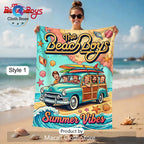 The Beach Boys Summer Vibes Retro Woody Car Graphic Beach Towel