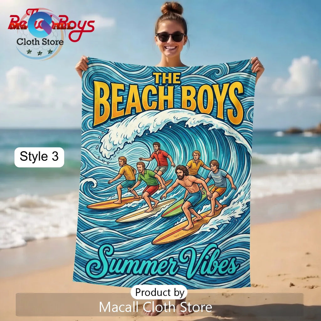 The Beach Boys Summer Vibes Retro Woody Car Graphic Beach Towel