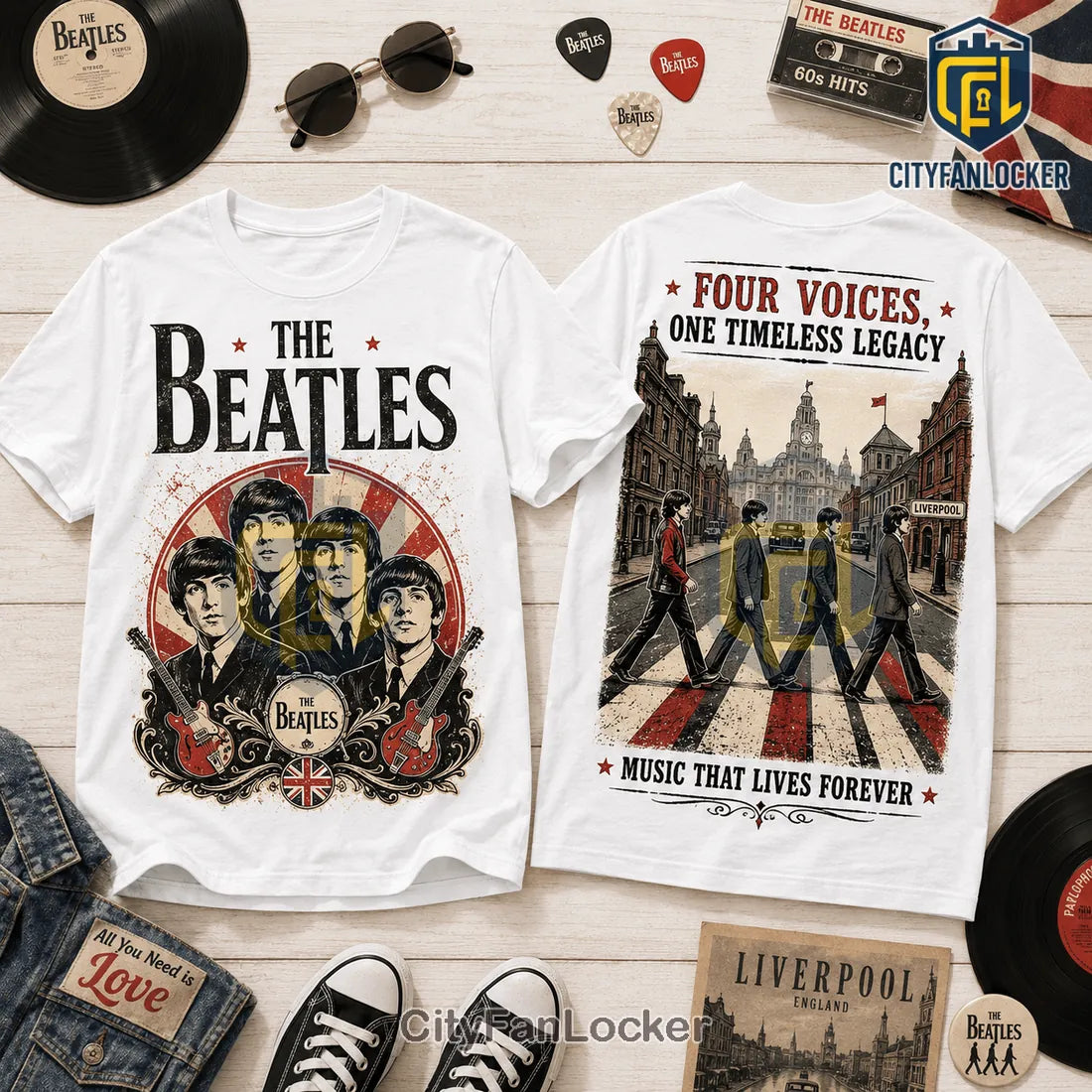 The Beatles Vintage Tribute Premium Tri Blend T-Shirt
