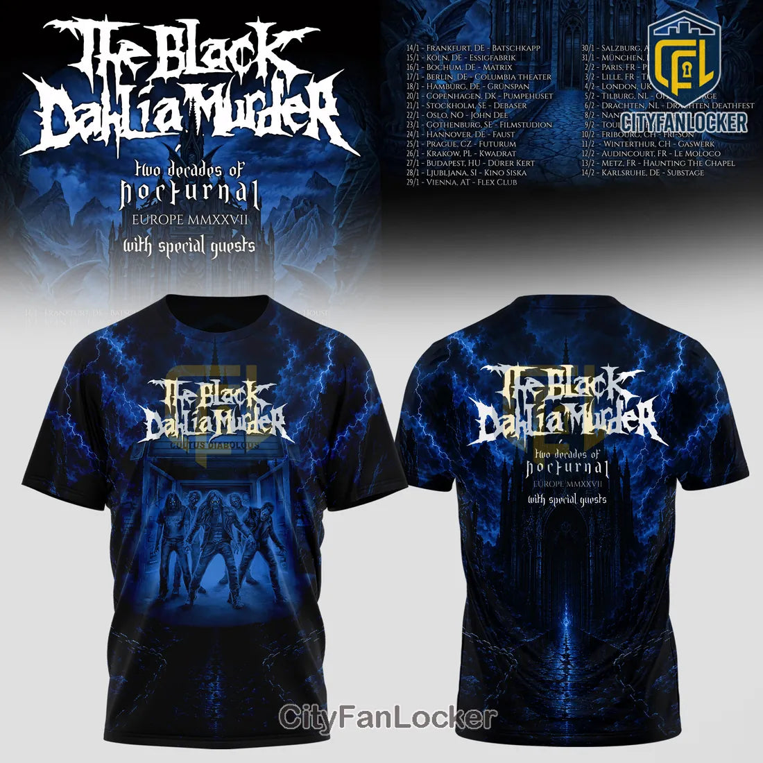 The Black Dahlia Murder Nocturnal Tour Blue T-Shirt