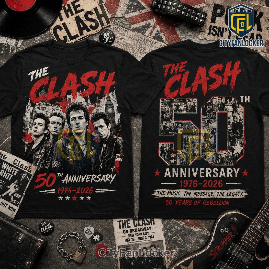 The Clash 50th Anniversary Vintage Black T-Shirt
